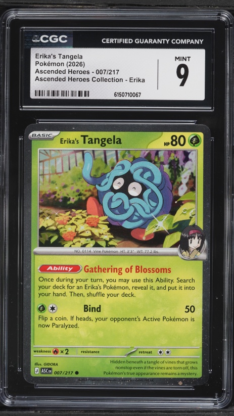 2026 Pokemon Mega Evolution Ascended Heroes Collection Erika's Tangela #7 CGC 9 MINT