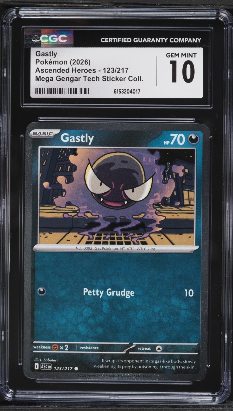 2026 Pokemon Mega Evolution Ascended Heroes Mega Gengar Tech Sticker Gastly #123 CGC 10 GEM