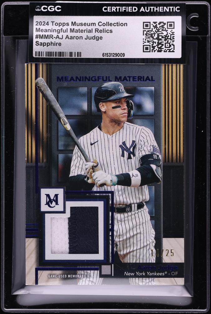 2024 Topps Museum Collection Meaningful Sapphire Aaron Judge PATCH /25 #MMR-AJ CGC AUTH