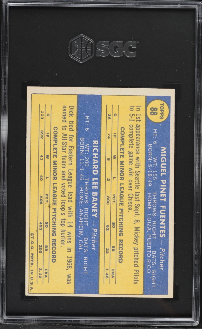 1970 Topps Dick Baney Miguel Fuentes ROOKIE #88 SGC 6 EXMT