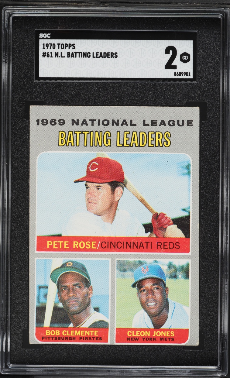 1970 Topps N.L Batting Leaders Pete Rose & Roberto Clemente #61 SGC 2 GD