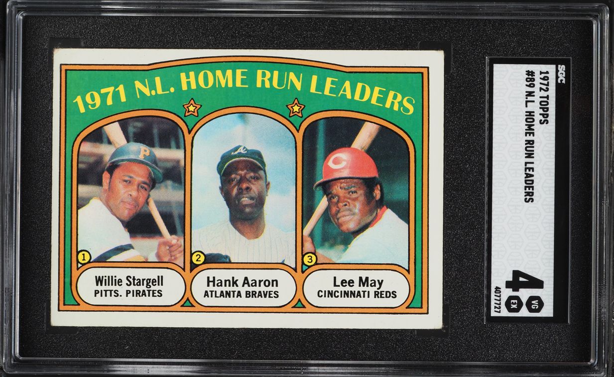 1972 Topps N.L Home Run Leaders Hank Aaron Willie Stargell Lee May #89 SGC 4 VGEX