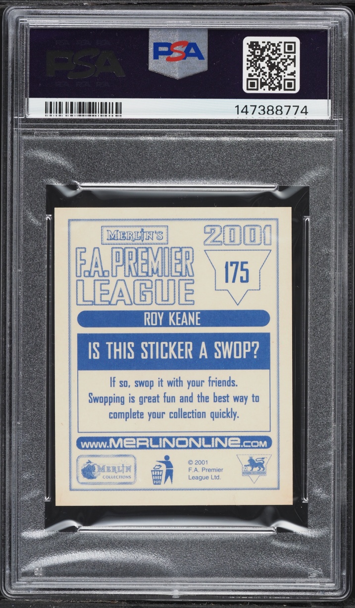 2000 Merlin's FA Premier League 2001 Blue Back Roy Keane #175 PSA 10 GEM MINT