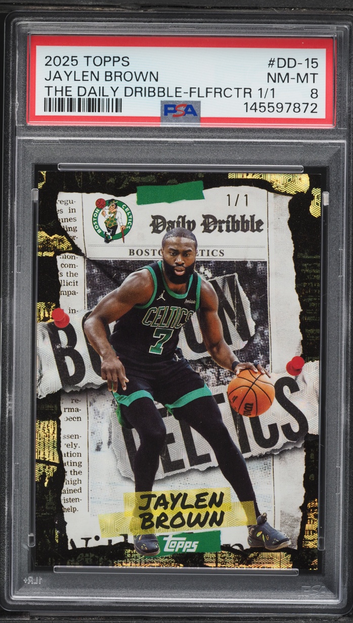 2025 Topps The Daily Dribble Foilfractor Jaylen Brown 1/1 #DD-15 PSA 8 NM-MT
