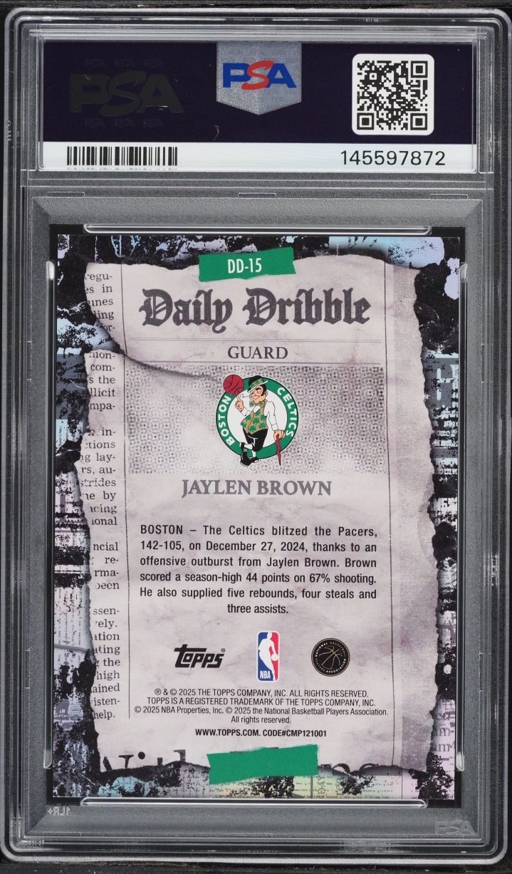 2025 Topps The Daily Dribble Foilfractor Jaylen Brown 1/1 #DD-15 PSA 8 NM-MT