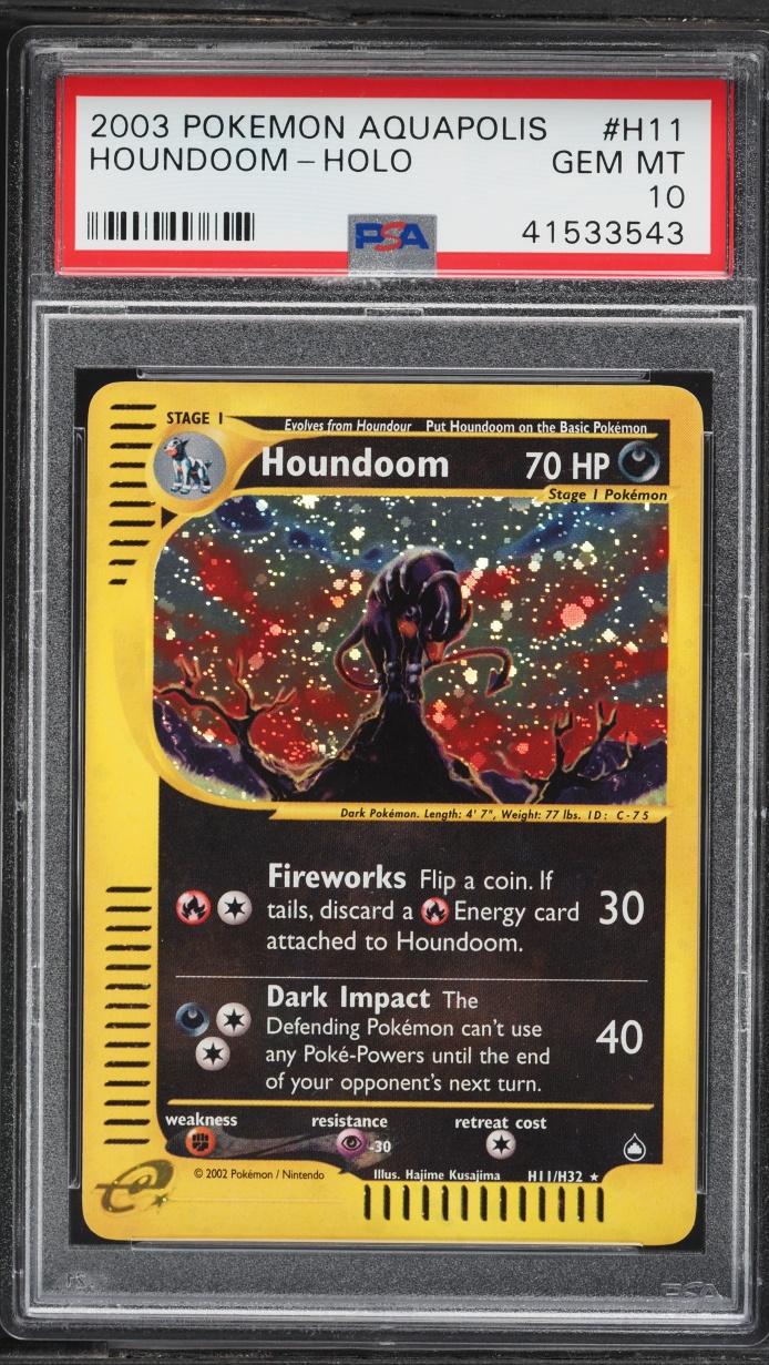 2003 Pokemon Aquapolis Holo Houndoom #H11 PSA 10 GEM MINT
