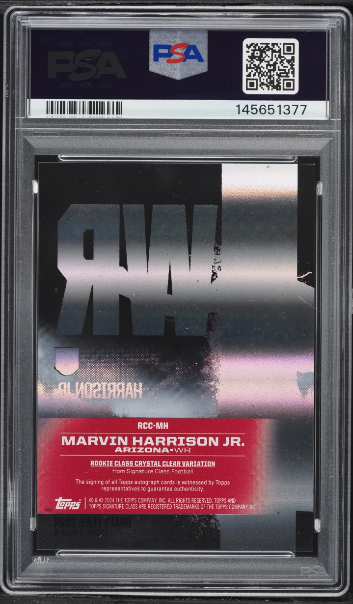 2024 Topps Class Crystal Clear Marvin Harrison Jr. ROOKIE AUTO #RCCMH PSA 9 MINT