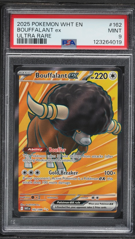 2025 Pokemon Scarlet & Violet White Flare Full Art Bouffalant ex #162 PSA 9 MINT