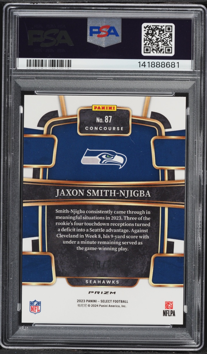 2023 Select Tie-Dye Prizm Jaxon Smith-Njigba ROOKIE /25 #87 PSA 9 MINT