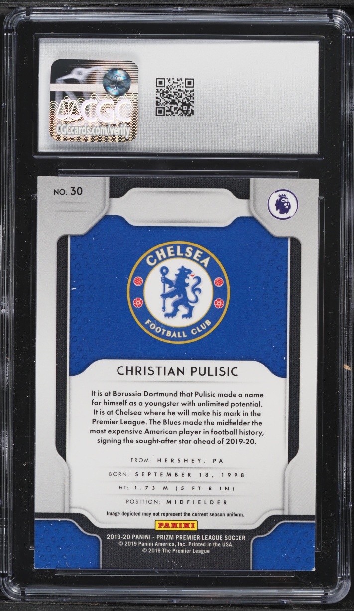 2019 Panini Prizm Premier League Christian Pulisic #30 CGC 7.5 NRMT+