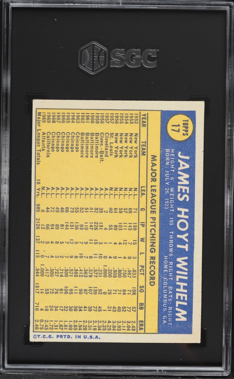 1970 Topps Hoyt Wilhelm #17 SGC 4.5 VGEX+