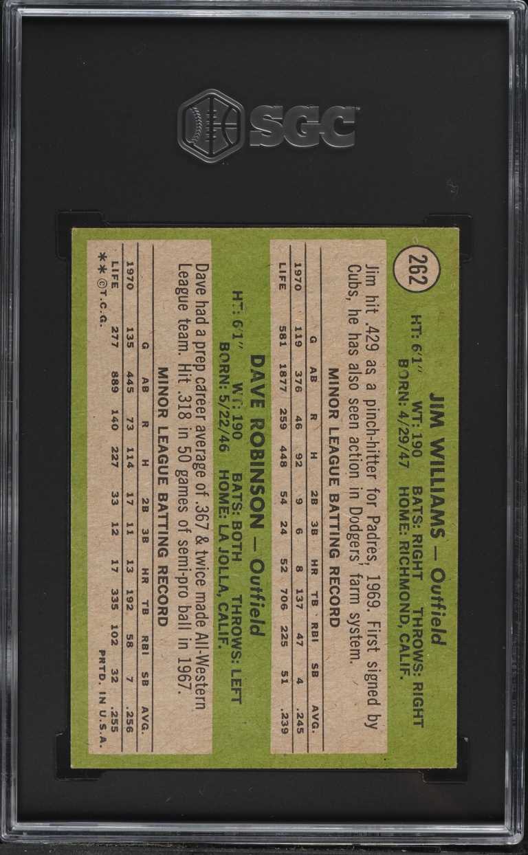 1971 Topps Jim Williams & Dave Robinson ROOKIE #262 SGC 5.5 EX+