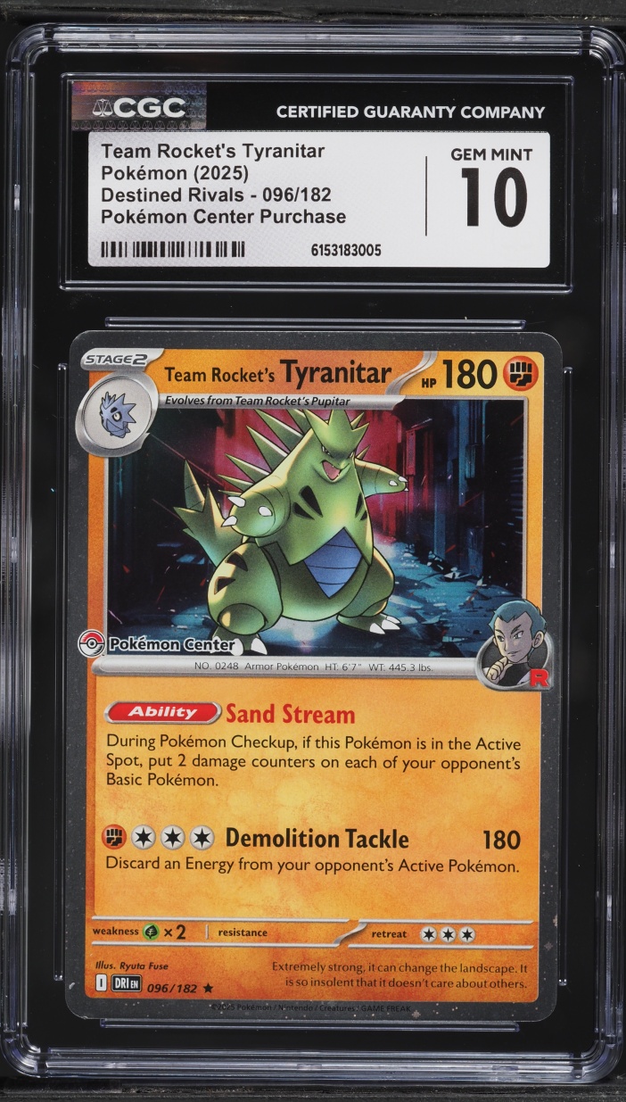 2025 Pokemon SV Destined Rivals Center Purchase Team Rocket's Tyranitar #96 CGC 10 GEM MINT