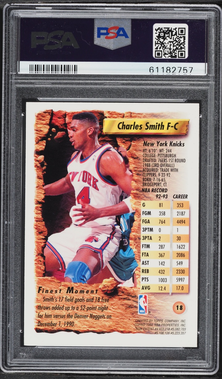 1993 Finest Refractor Charles Smith #18 PSA 7 NRMT