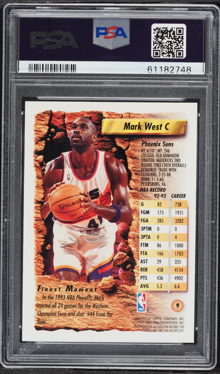 1993 Finest Refractor Mark West #9 PSA 7 NRMT
