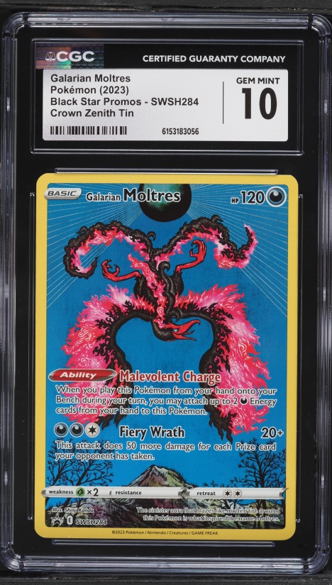 2023 Pokemon Sword & Shield Promo Crown Zenith Tin Full Art Galarian Moltres #SWSH284 CGC 10