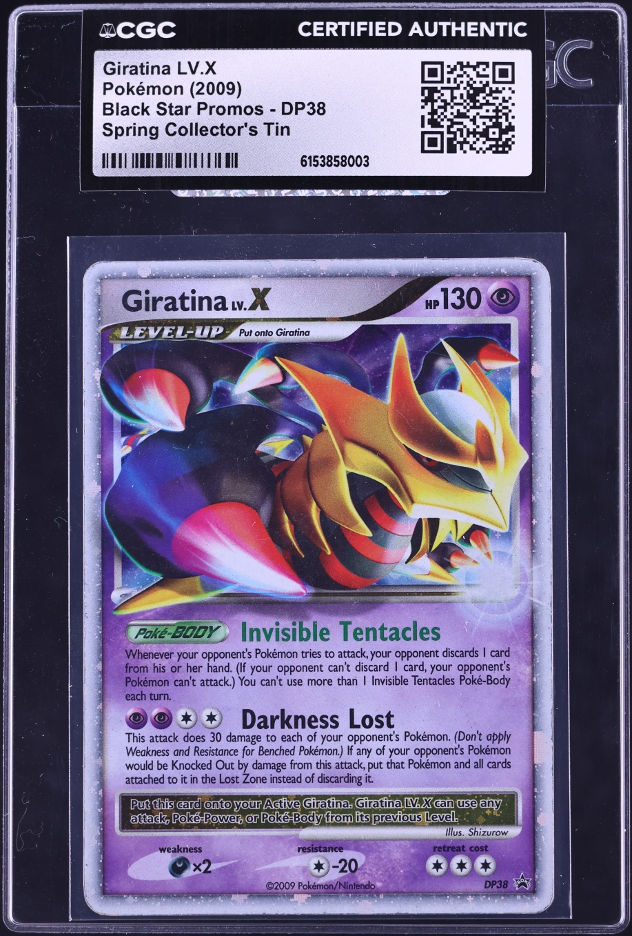 2009 Pokemon Diamond & Pearl Promo Spring Collector's Tin Holo Giratina LV.X #DP38 CGC AUTH