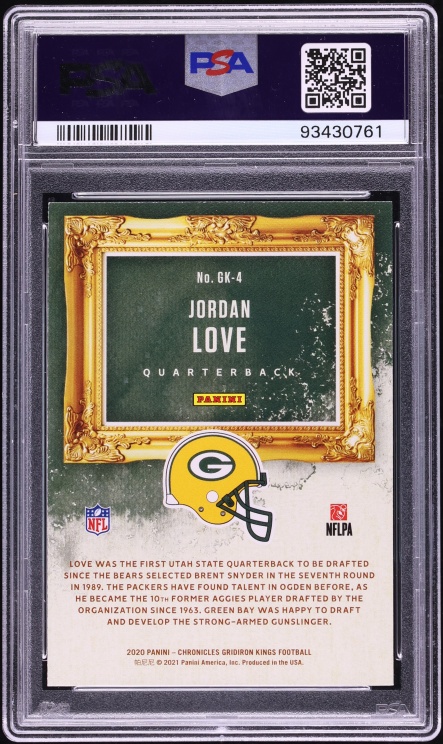 2020 Panini Chronicles Gridiron Kings Jordan Love ROOKIE #GK-4 PSA 9 MINT