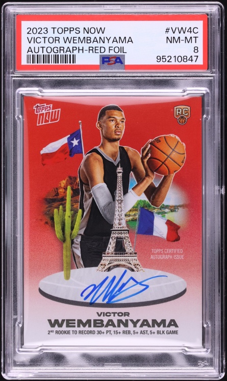 2023 Topps Now Red Victor Wembanyama ROOKIE AUTO #VW4C PSA 8 NM-MT