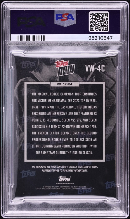 2023 Topps Now Red Victor Wembanyama ROOKIE AUTO #VW4C PSA 8 NM-MT