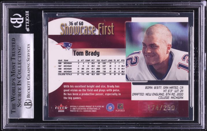 2000 Fleer Showcase Firsts Tom Brady ROOKIE /250 #36 BGS 8.5 NM-MT+