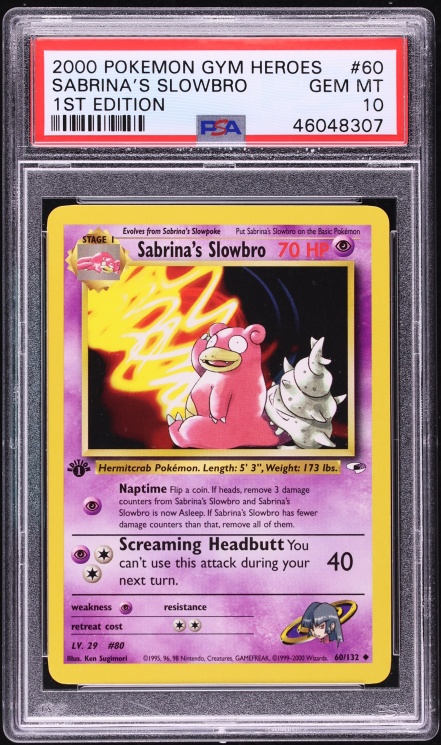 2000 Pokemon Gym Heroes 1st Edition Sabrina's Slowbro #60 PSA 10 GEM MINT