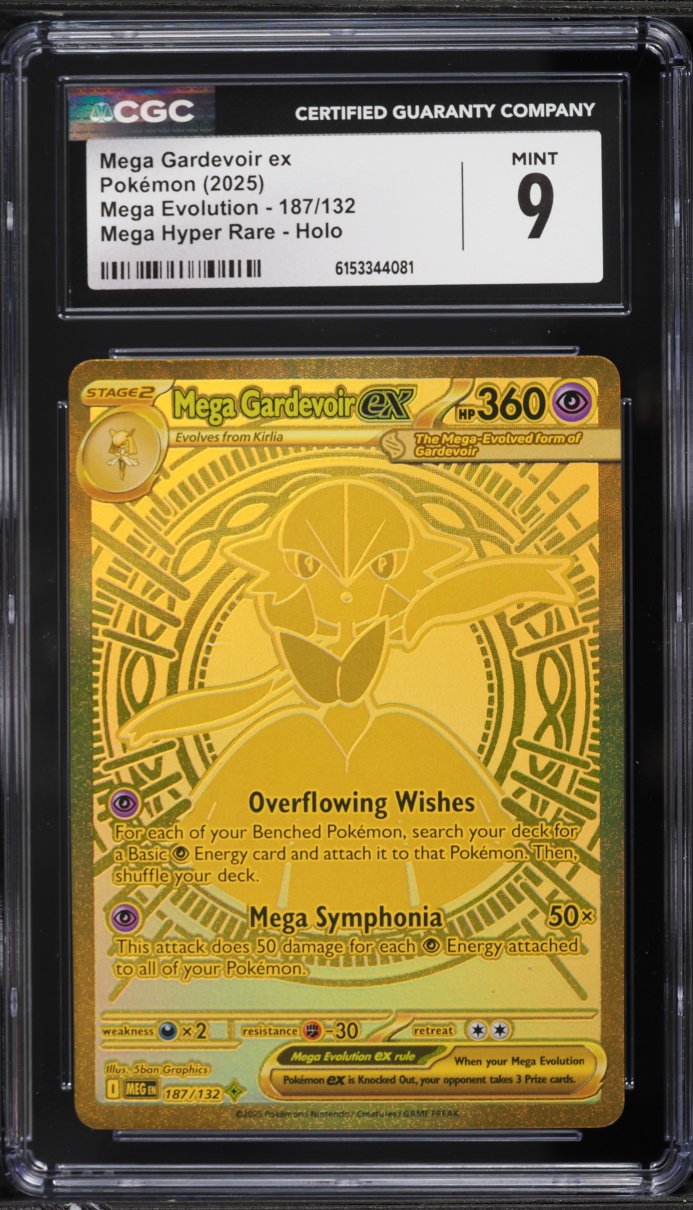 2025 Pokemon Mega Evolution Gold Rare Mega Gardevoir Ex #187 CGC 9 MINT
