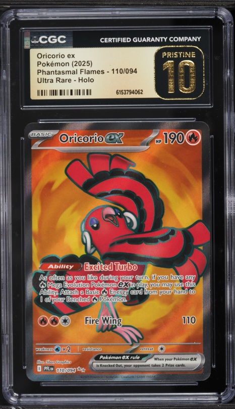 2025 Pokemon Mega Evolution Phantasmal Flames Full Art Oricorio EX #110 CGC 10 PRISTINE