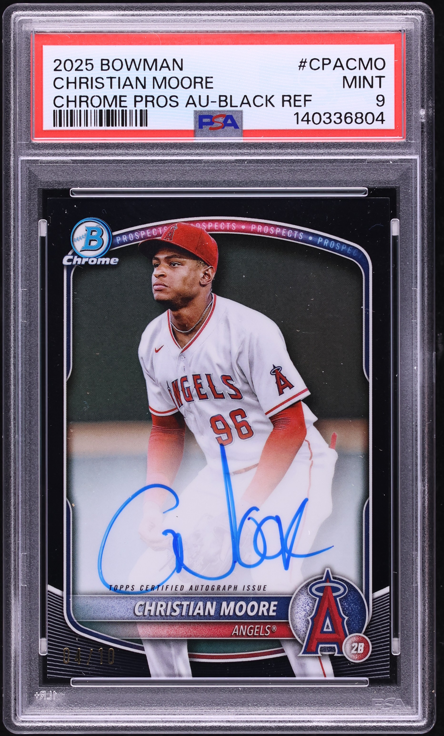 2025 Bowman Chrome Black Refractor Christian Moore PROSPECT AUTO