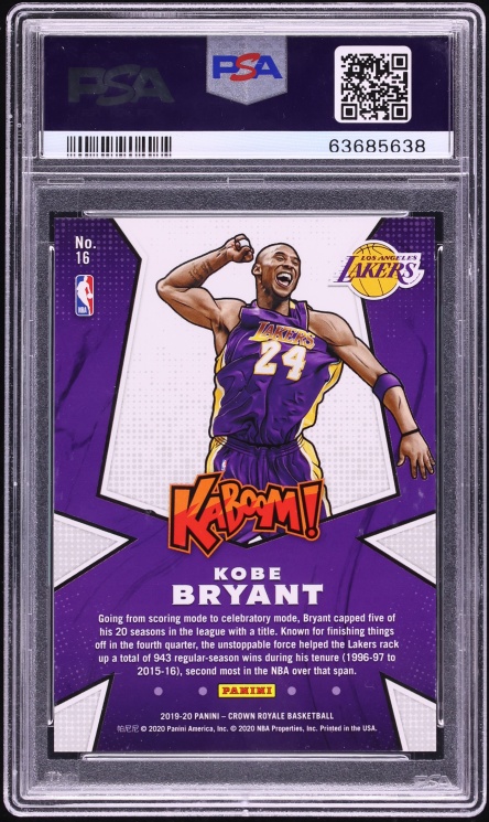 2019 Crown Royale Kaboom! Kobe Bryant #16 PSA 10 GEM MINT