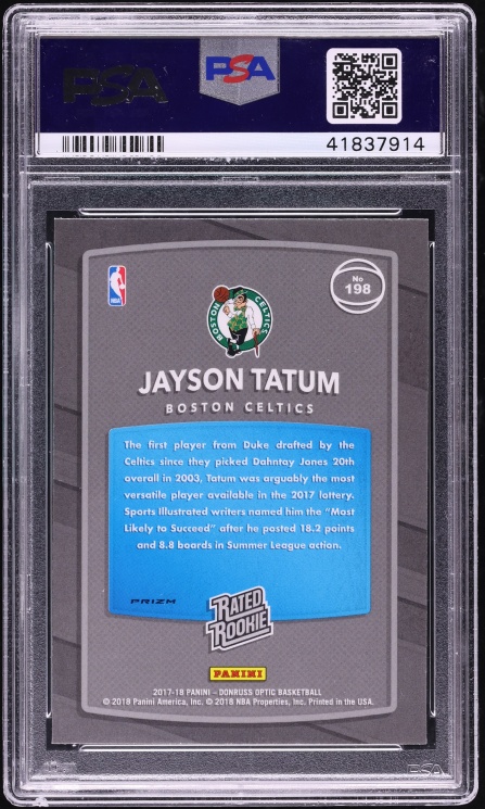 2017 Donruss Optic Fast Break Holo Jayson Tatum ROOKIE #198 PSA 10 GEM MINT