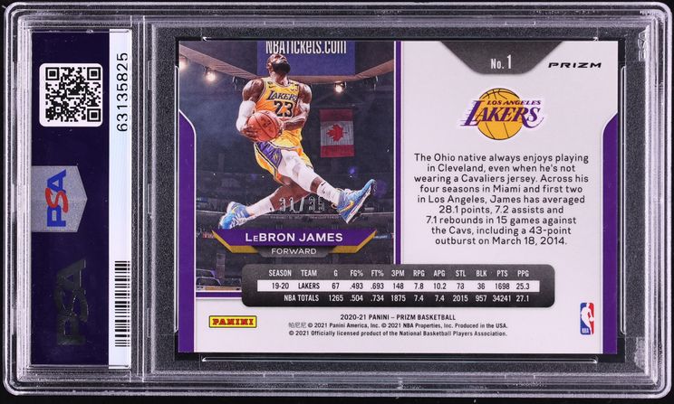 2020 Panini Prizm Blue Shimmer LeBron James /35 #1 PSA 10 GEM MINT