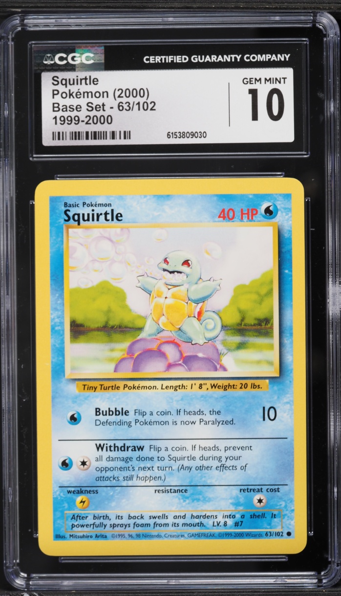 2000 Pokemon Base Set Squirtle #63 CGC 10 GEM MINT