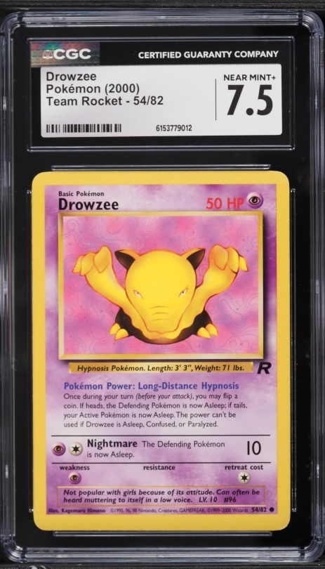 2000 Pokemon Team Rocket Drowzee #54 CGC 7.5 NRMT+