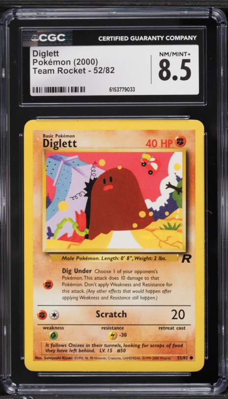 2000 Pokemon Team Rocket Diglett #52 CGC 8.5 NM-MT+