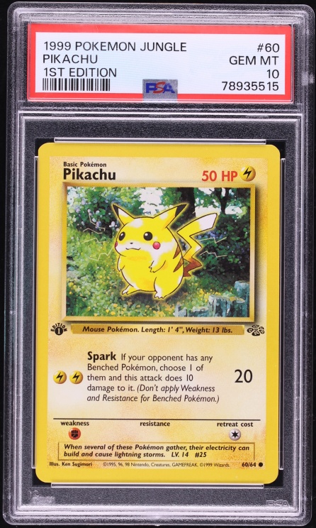 1999 Pokemon Jungle 1st Edition Pikachu #60 PSA 10 GEM MINT