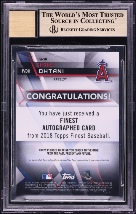 2018 Finest Shohei Ohtani ROOKIE AUTO #FA-SO BGS 9.5 GEM MINT