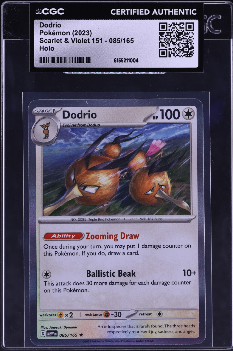 2023 Pokemon Scarlet & Violet 151 Holo Dodrio #085 CGC AUTH