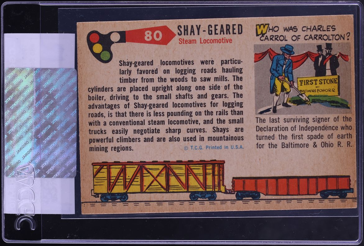 1955 Topps Rails & Sails Steam Locomotive #80 CGC AUTH