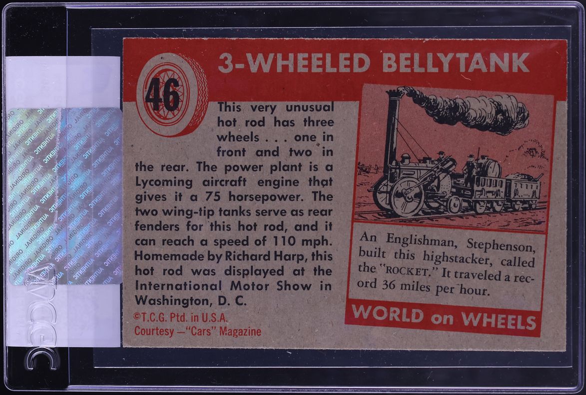 1953 Topps World On Wheels Belly Tank 3-Wheeler #46 CGC AUTH