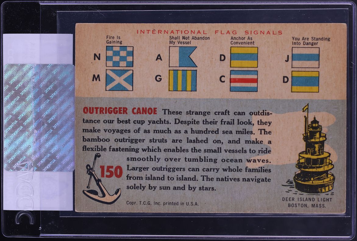 1955 Topps Rails & Sails Outrigger Canoe #150 CGC AUTH