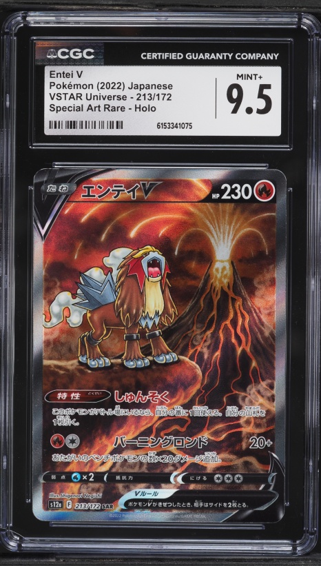 2022 Pokemon Japanese Sword & Shield VSTAR Universe SAR Entei V #213 CGC 9.5 MINT+