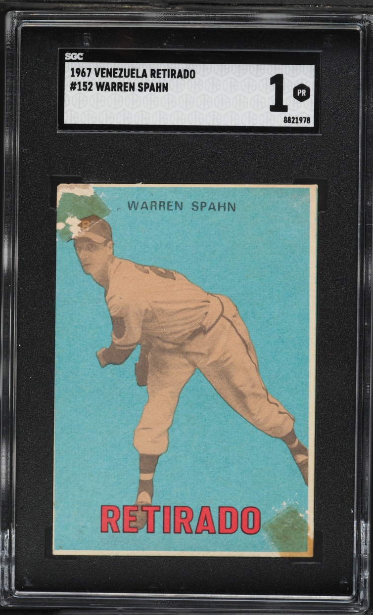 1967 Venezuela Retirado Warren Spahn #152 SGC 1 PR