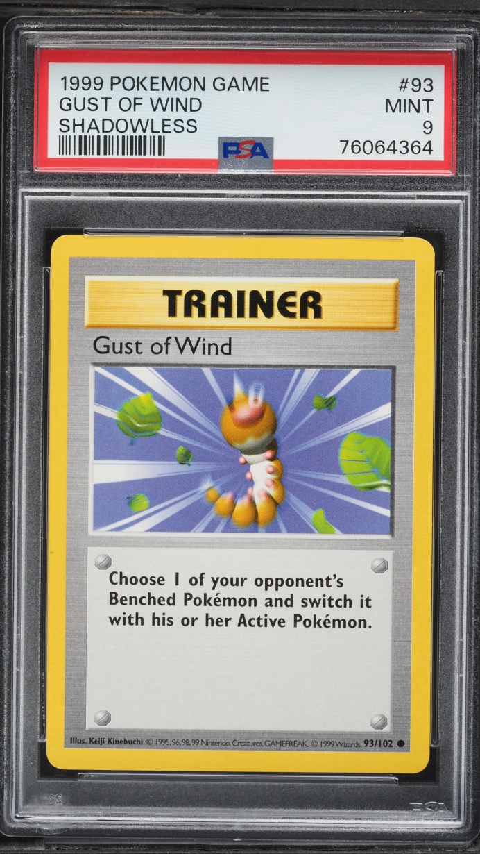 1999 Pokemon Base Set Shadowless Gust Of Wind #93 PSA 9 MINT
