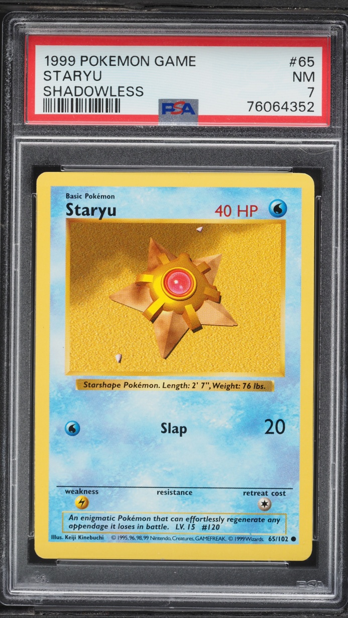 1999 Pokemon Base Set Shadowless Staryu #65 PSA 7 NRMT