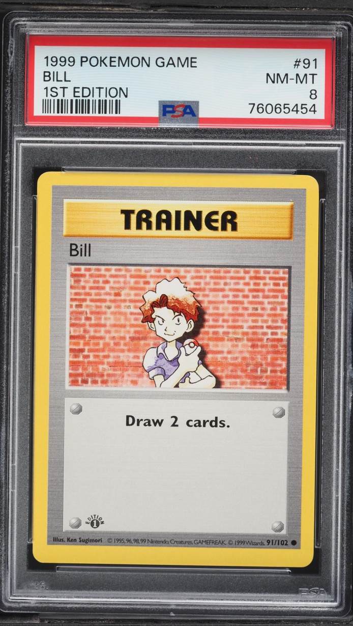 1999 Pokemon Base Set Shadowless 1st Edition Bill #91 PSA 8 NM-MT