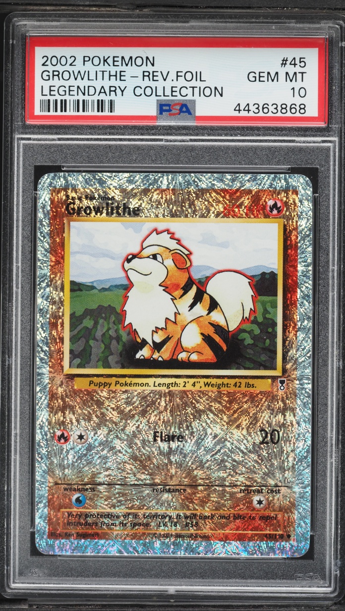 2002 Pokemon Legendary Collection Reverse Holo Growlithe #45 PSA 10 GEM MINT