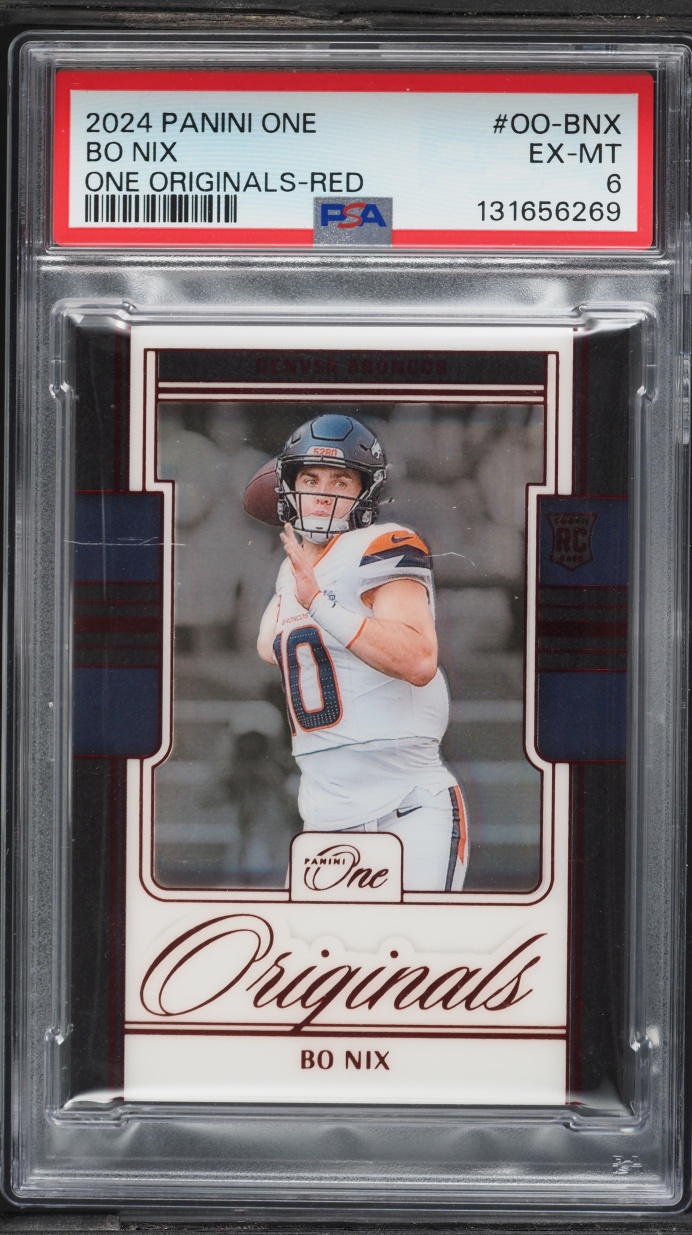 2024 Panini One Originals Red Bo Nix ROOKIE 49/49 #OO-BNX PSA 6 EXMT
