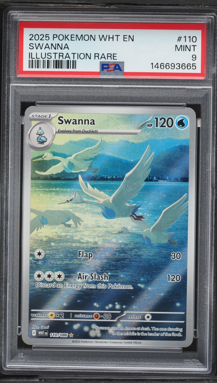 2025 Pokemon Scarlet & Violet White Flare IR Swanna #110 PSA 9 MINT