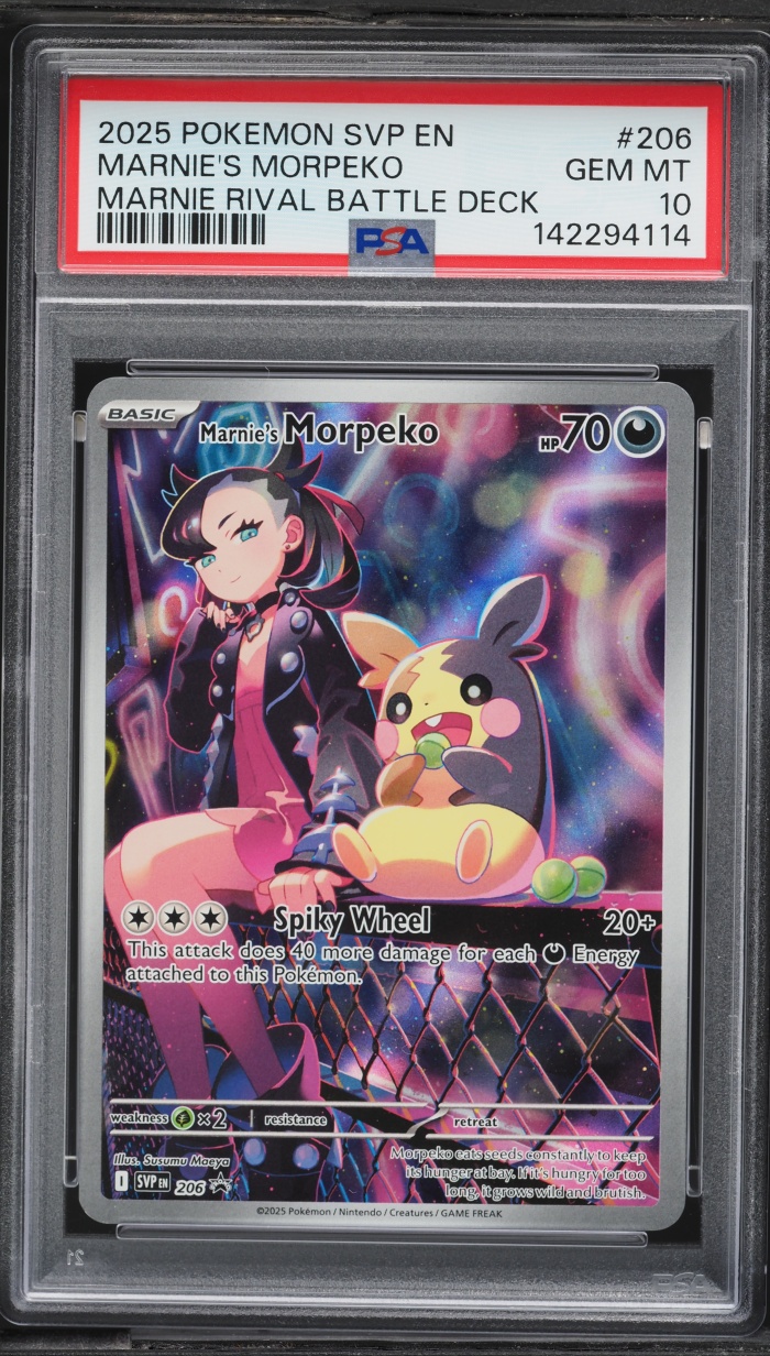 2025 Pokemon SV Promo Rival Battle Deck Full Art Marnie's Morpeko #206 PSA 10 GEM MINT